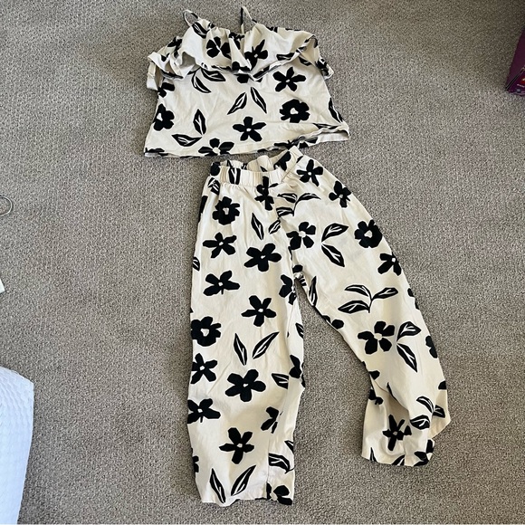 Zara Girls Two Piece Top Floral Pants Set - Picture 1 of 6